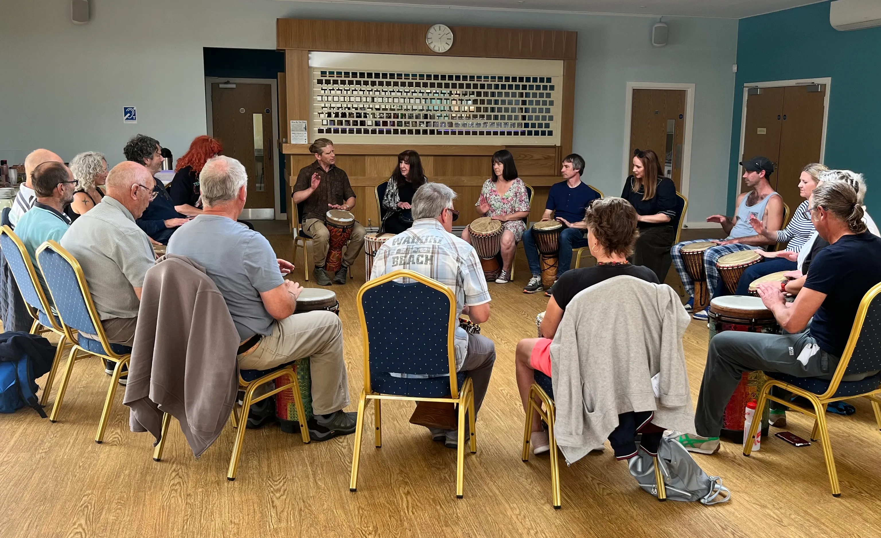 Children participating in African drumming workshop