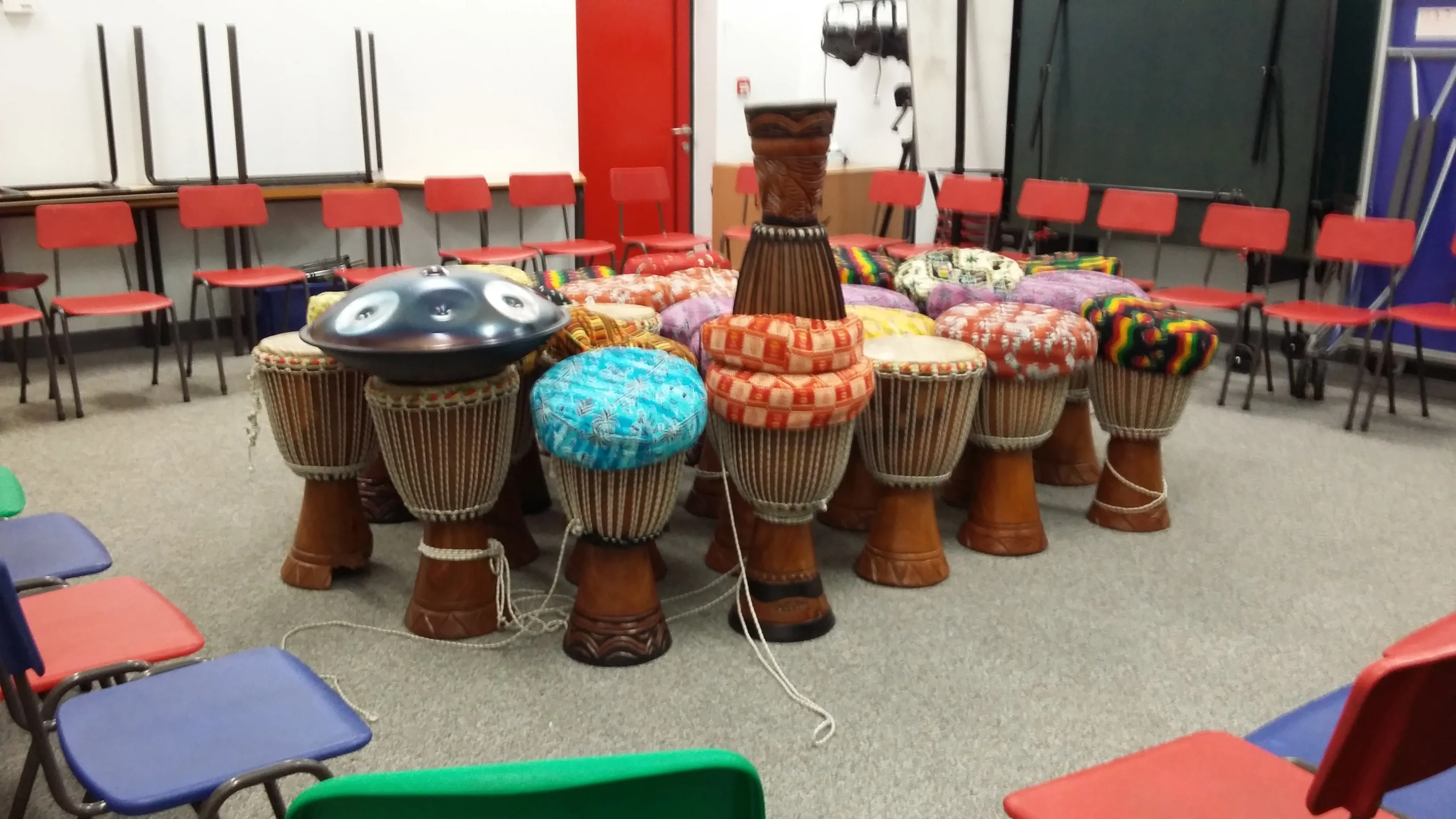 Children participating in African drumming workshop